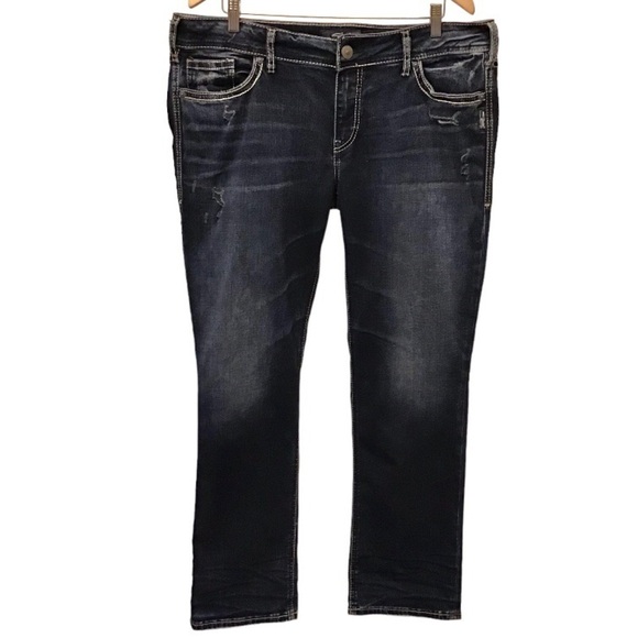 Silver Jeans 36 Suki Straight Women’s Jeans Stretch Mid Rise Distressed - Picture 1 of 10